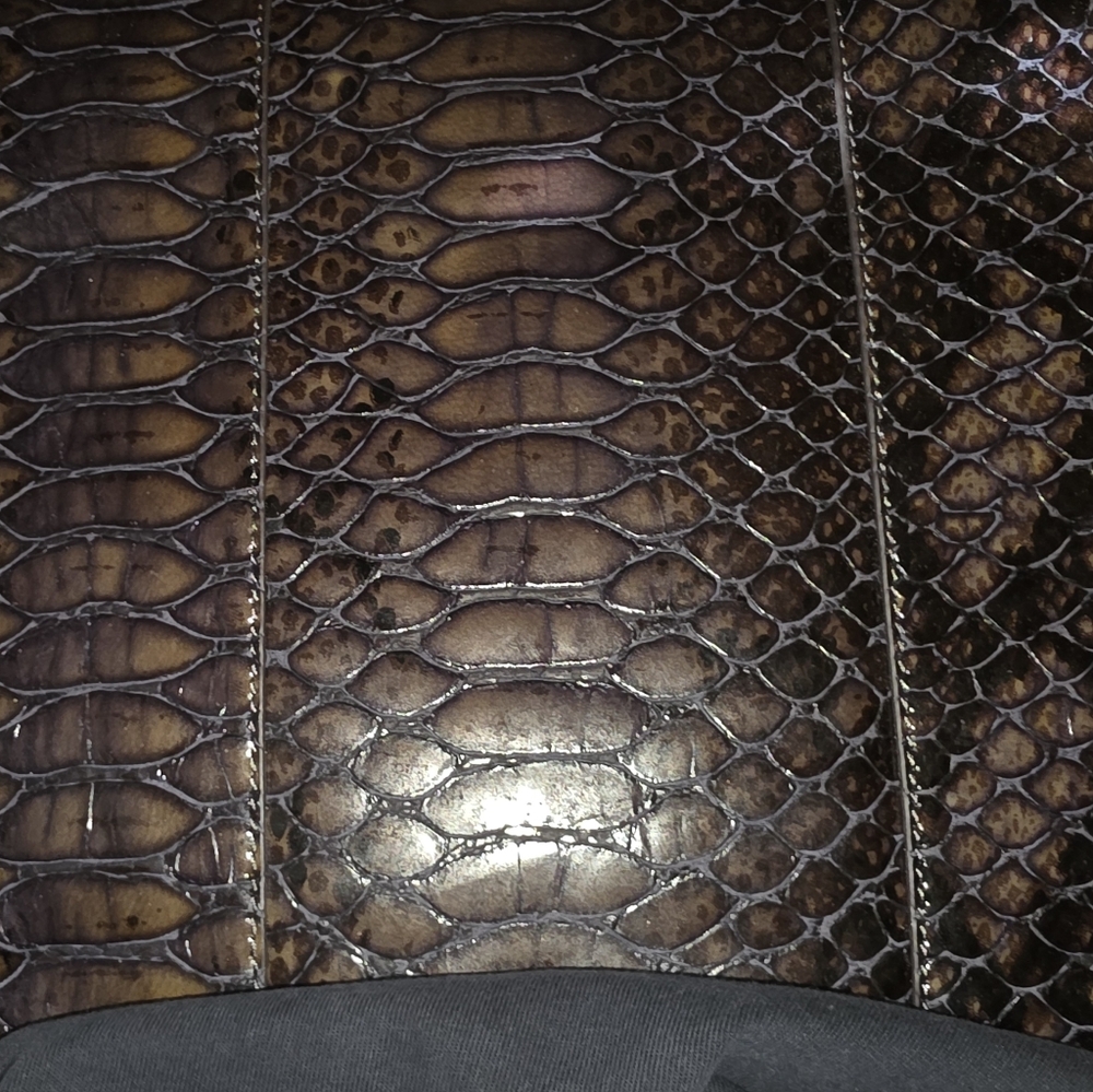 Halston Heritage Brown Croc Style Clutch Italian Leather - Picture 2 of 4